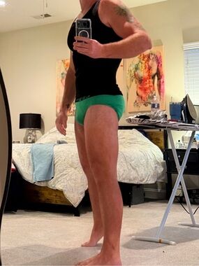 Men's black spandex fitted tank Large